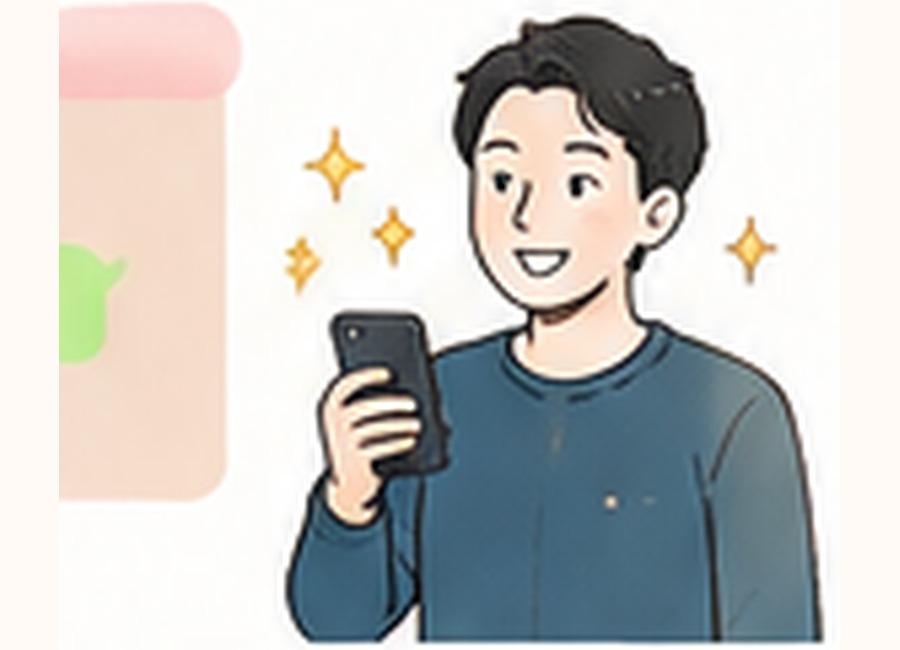 スマホを持つ男性のイラスト